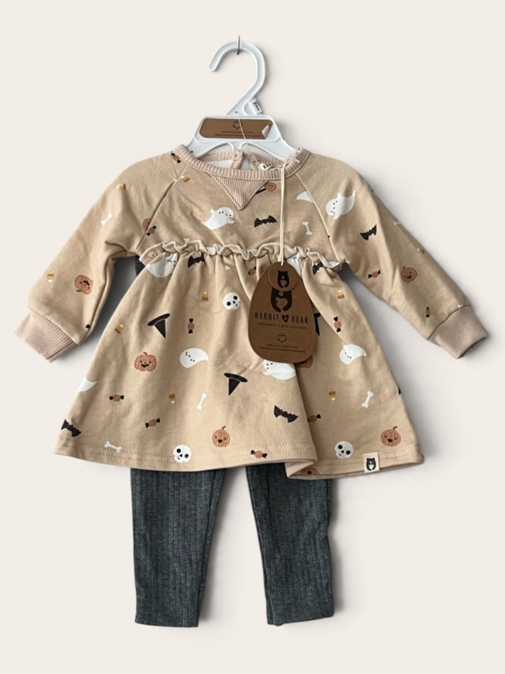 Rabbit + Bear Organic Halloween Dress Leggings Set 3-6M NWT